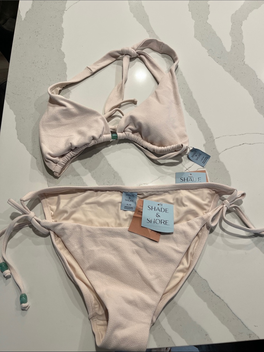 Shade & Shore Women's Light Blush Tie-Side Bikini Set